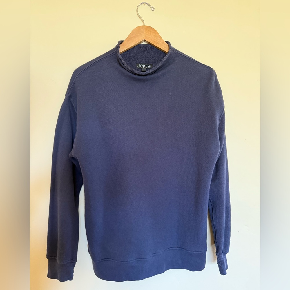 J Crew Navy Heritage terry Rollneck™ sweatshirt sz SM